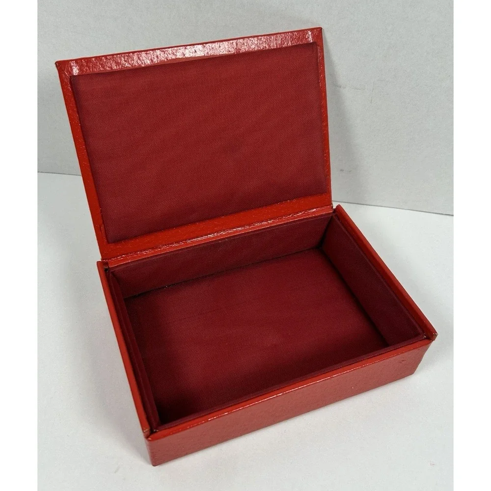 Embroidered Top Trinket Jewelry Box Red Flowers 6